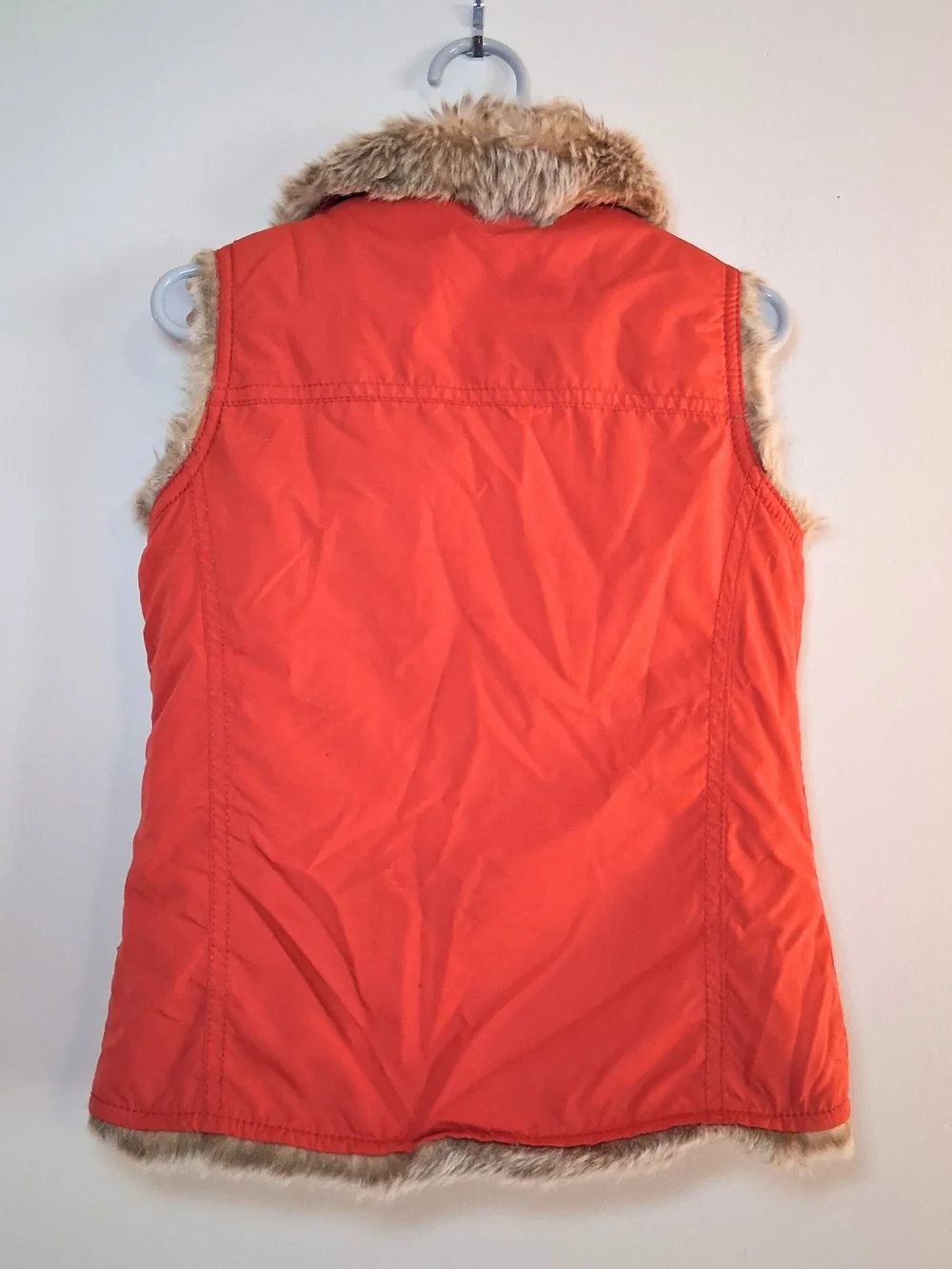 GAP Red Faux-Fur Lined Girls' Hooded Vest Size XS